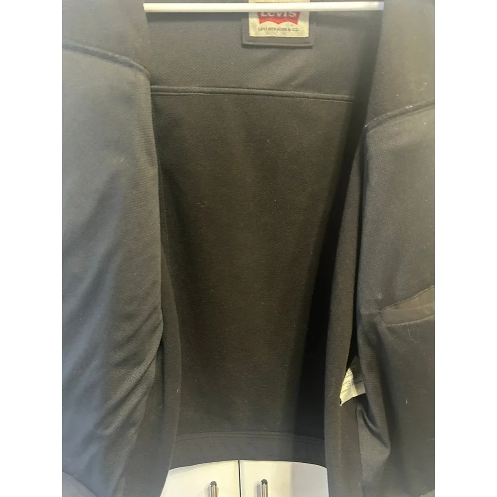 Levis Mens Black Softshell Hooded Jacket‎ Full Zip Windbreaker Coat Large
